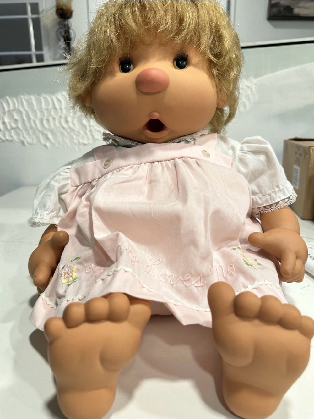 Vintage 1980s Vicma Bamboo Baby Doll Spain Blonde Hair Thumbsucker Samara Dress - Picture 6 of 10